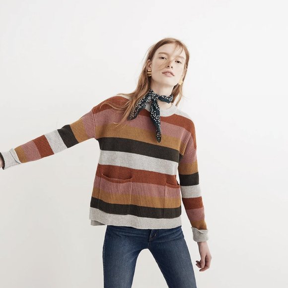 Madewell Sweaters - Madewell Patch Pocket Pullover Sweater in Walton Stripe size M